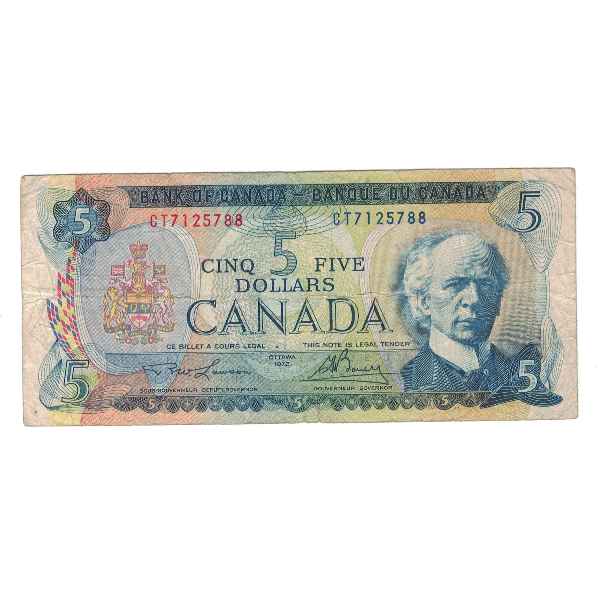 Banknote, Canada, 5 Dollars, 1972, KM:87b, VF(20-25)