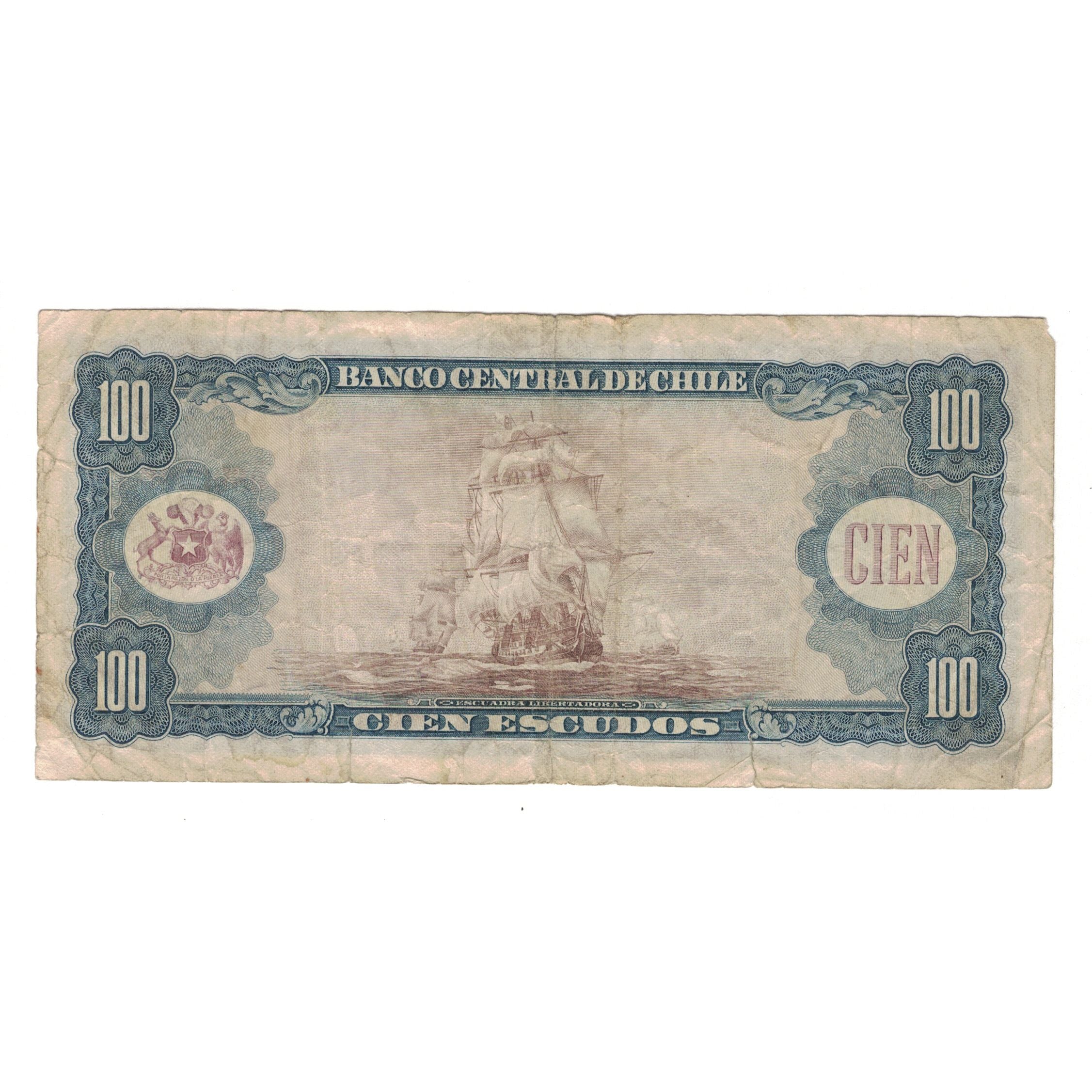 Billete, 100 Escudos, Chile, KM:141a, BC