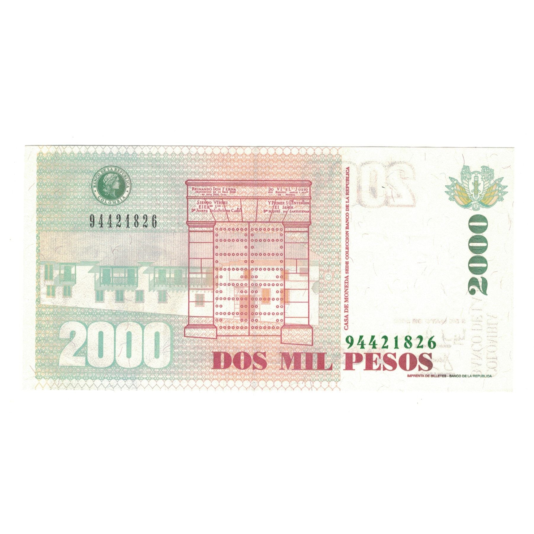 Banknote, Colombia, 2000 Pesos, 2002, 2002-5-8, KM:451e, UNC(63)