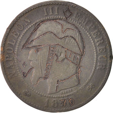 FRANCE, 10 Centimes, 1870, VF(20-25), Bronze, 9.13