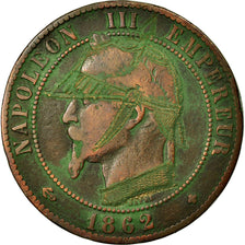 Moneda, Francia, 10 Centimes, 1862, Strasbourg, BC+, Bronce