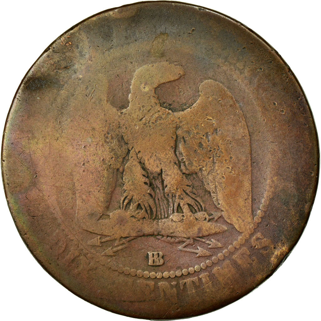 Coin, France, 10 Centimes, 1863, Strasbourg, VG(8-10), Bronze