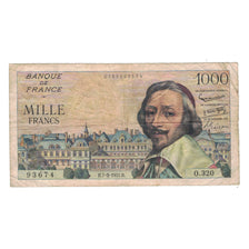 France, 1000 Francs, Richelieu, 1957, O.320, VF(30-35), Fayette:42.25, KM:134b