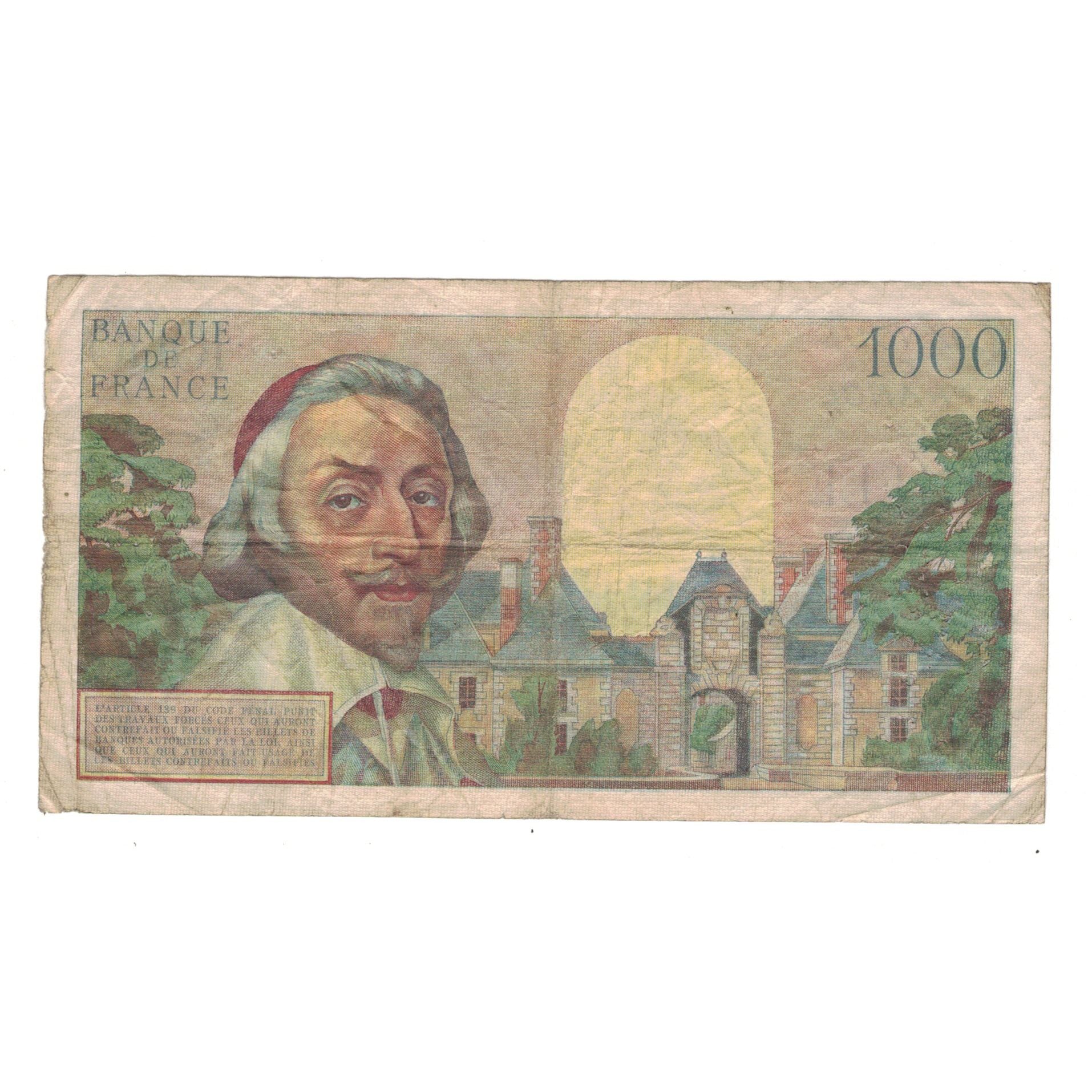 Francia, 1000 Francs, Richelieu, 1957, O.320, BC+, Fayette:42.25, KM:134b