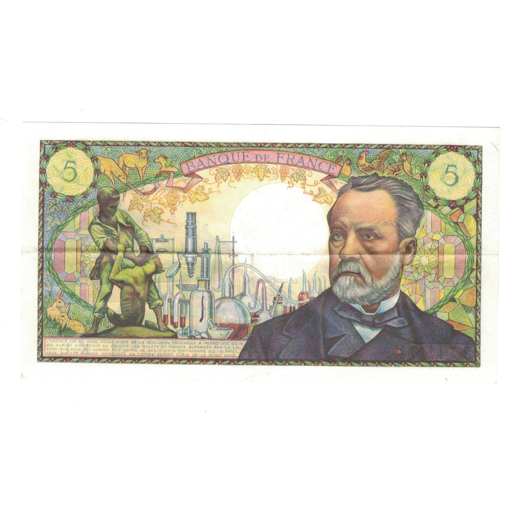 France, 5 Francs, Pasteur, 1966, K.1, EF(40-45), Fayette:61.01, KM:146a