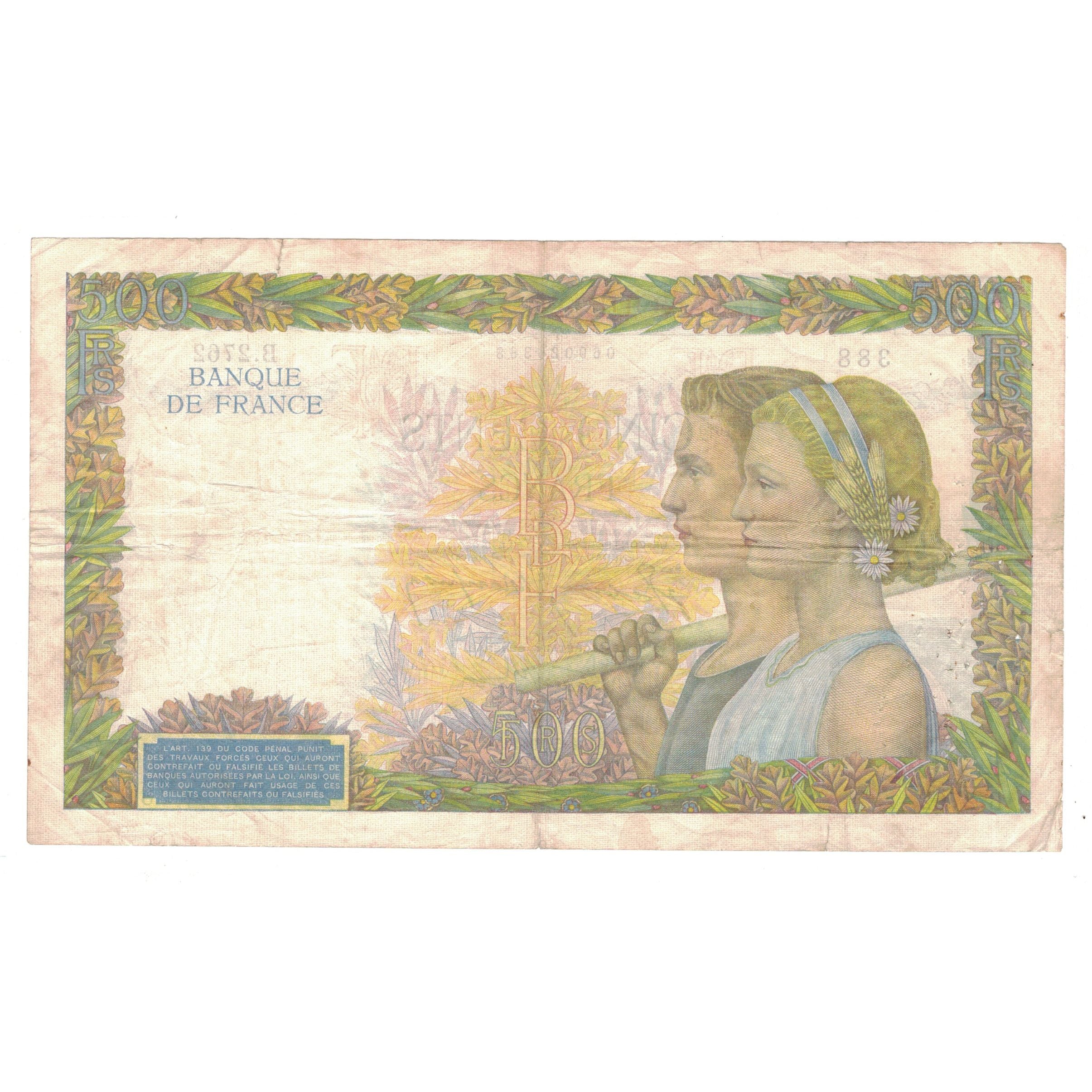 Francja, 500 Francs, La Paix, 1941, B.2762, VF(30-35), Fayette:32.16, KM:95b