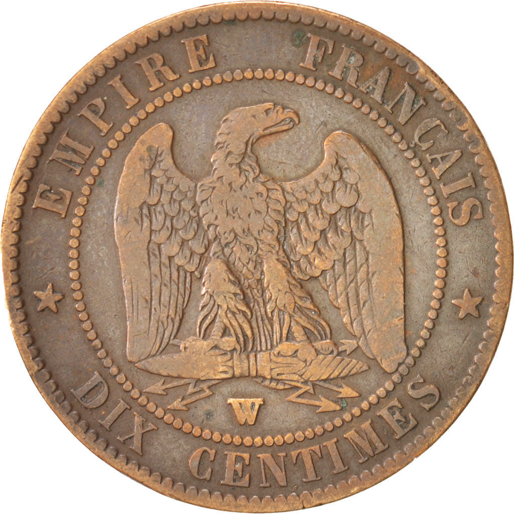 FRANCE, 10 Centimes, 1856, Lille, VF(30-35), Bronze, 9.47