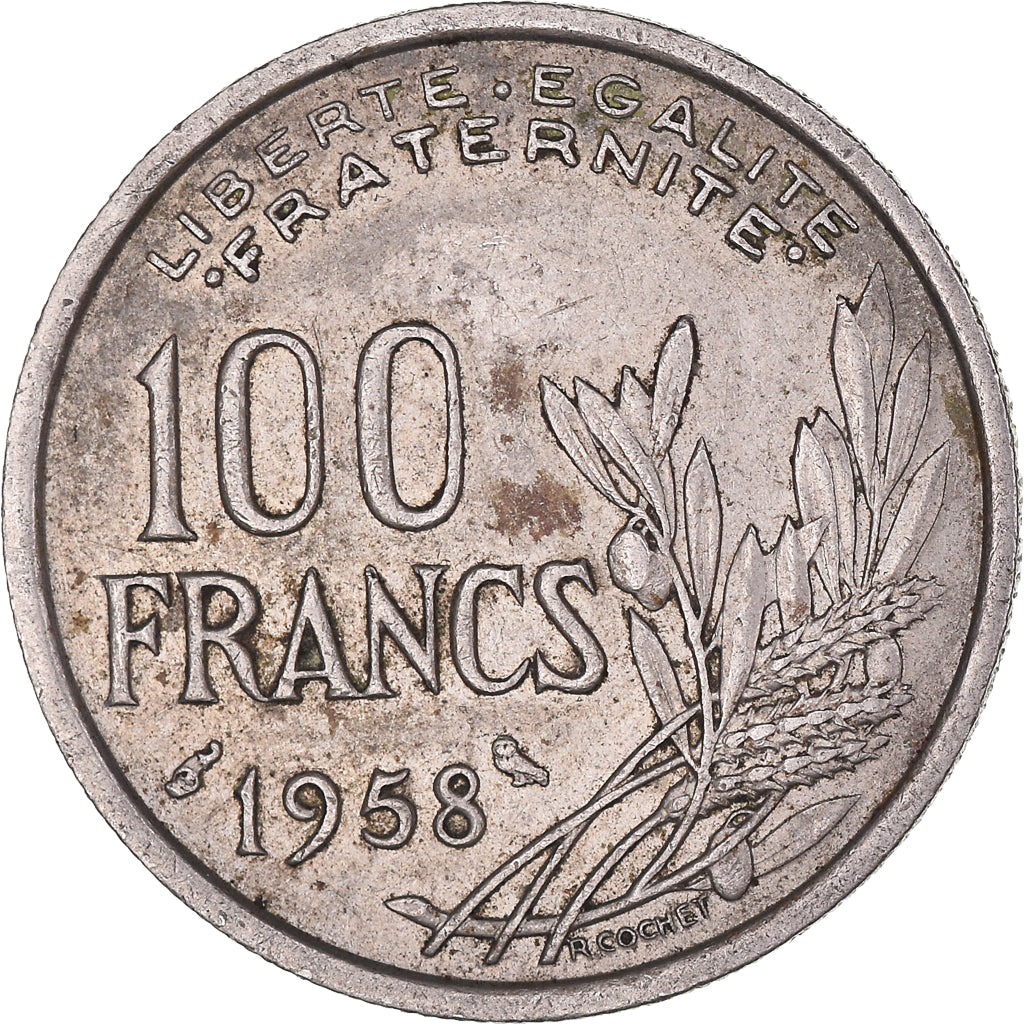 Munten, Frankrijk, 100 Francs, 1958