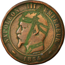 Moneta, Francia, 10 Centimes, 1854, Paris, B+, Bronzo