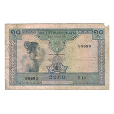 Banknote, Lao, 10 Kip, Undated (1962), KM:10b, VF(20-25)