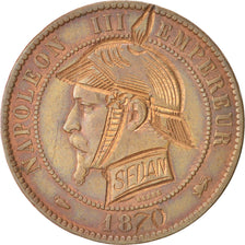 FRANCE, 10 Centimes, 1870, Lyons, EF(40-45), Bronze, 9.78