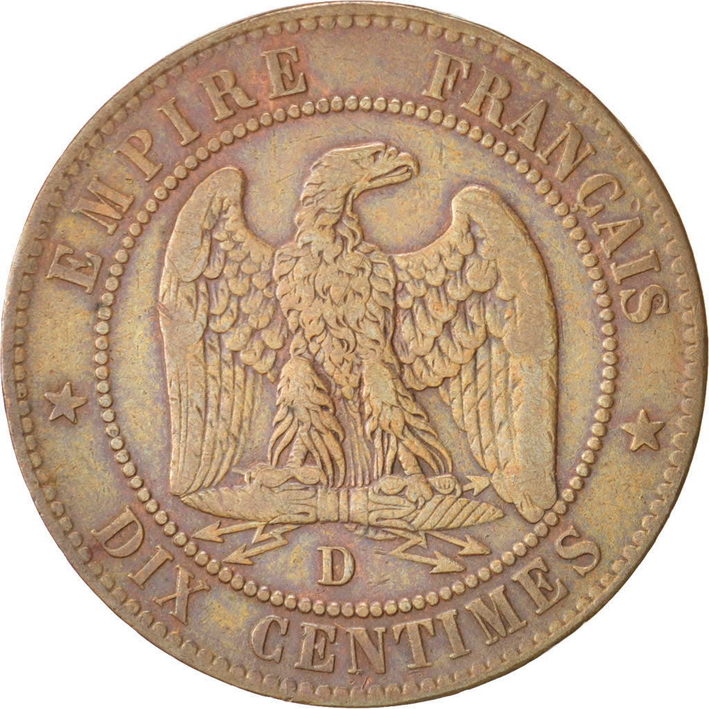 FRANCE, 10 Centimes, 1870, Lyons, EF(40-45), Bronze, 9.78