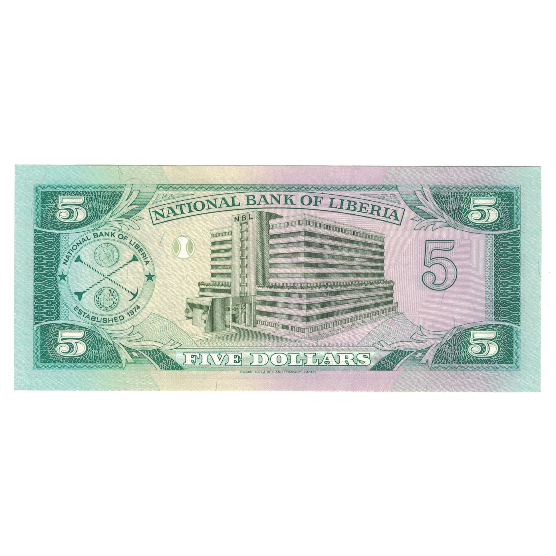 Banknote, Liberia, 5 Dollars, 1991, 1991-04-06, KM:20, UNC(65-70)