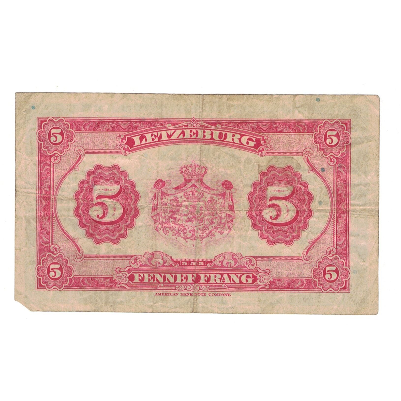 Banknote, Luxembourg, 5 Francs, Undated (1944), KM:43b, VF(20-25)