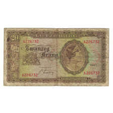 Banknot, Luksemburg, 20 Frang, 1943, KM:42a, VG(8-10)