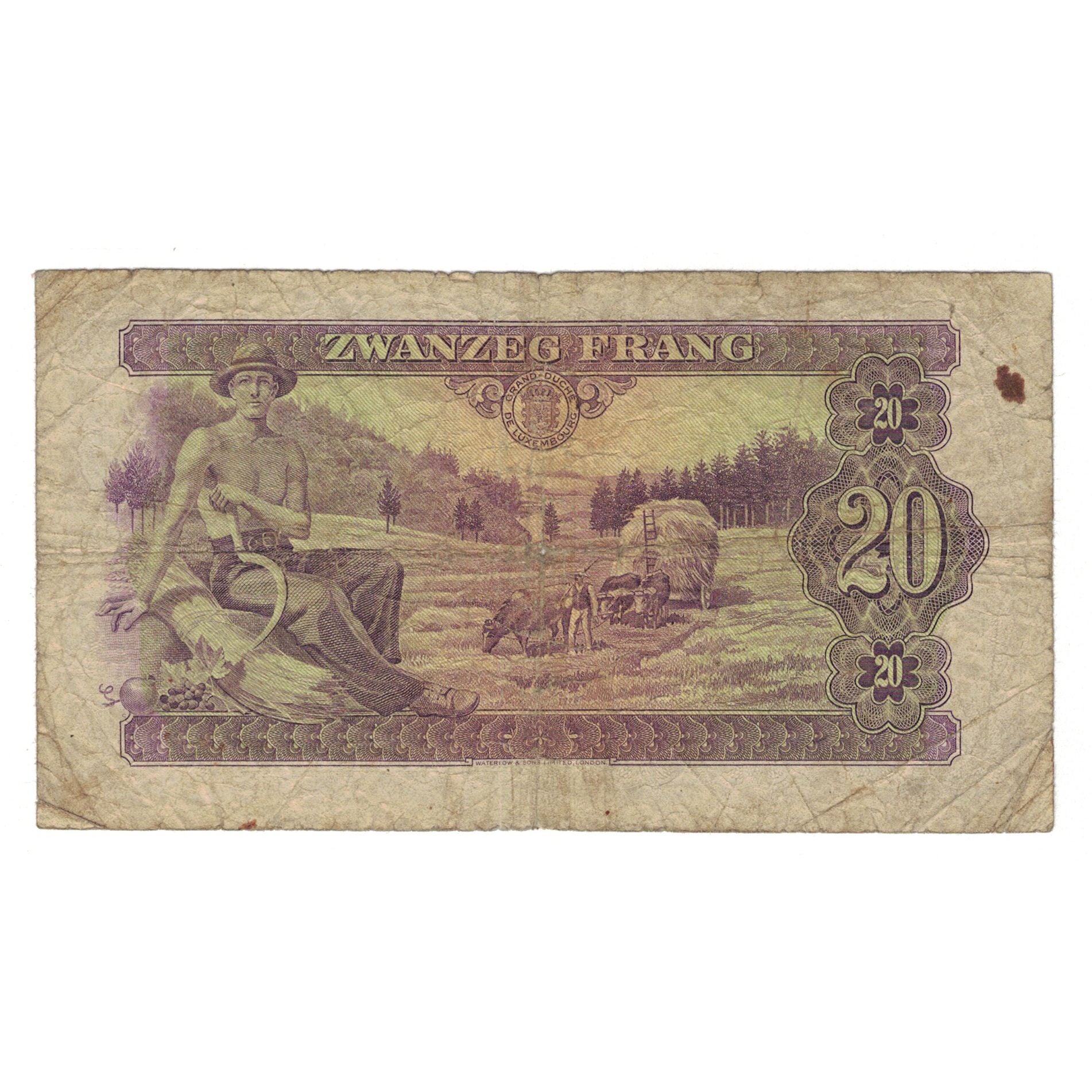 Banknote, Luxembourg, 20 Frang, 1943, KM:42a, VG(8-10)