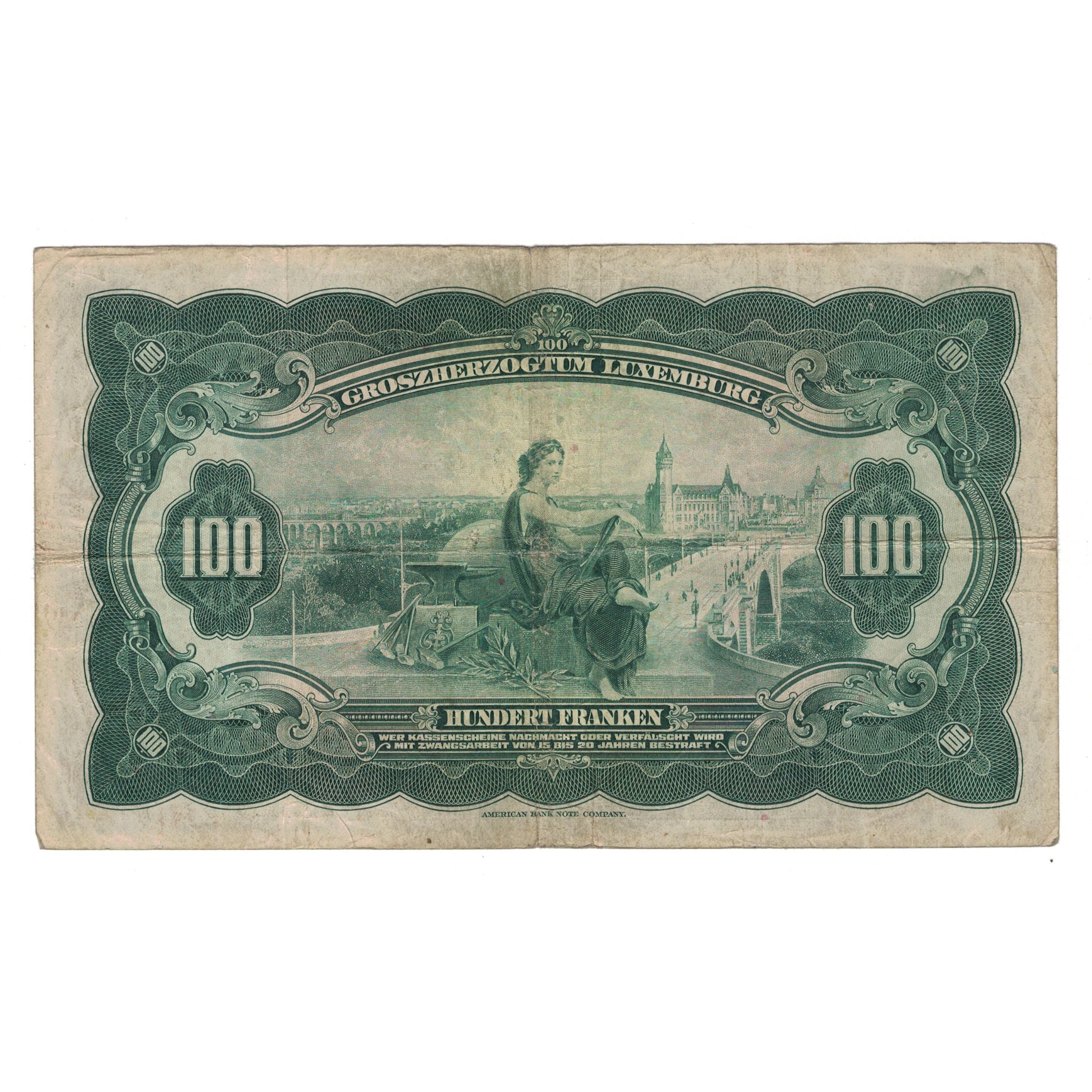 Banknote, Luxembourg, 100 Francs, Undated 1944, KM:47a, VF(30-35)