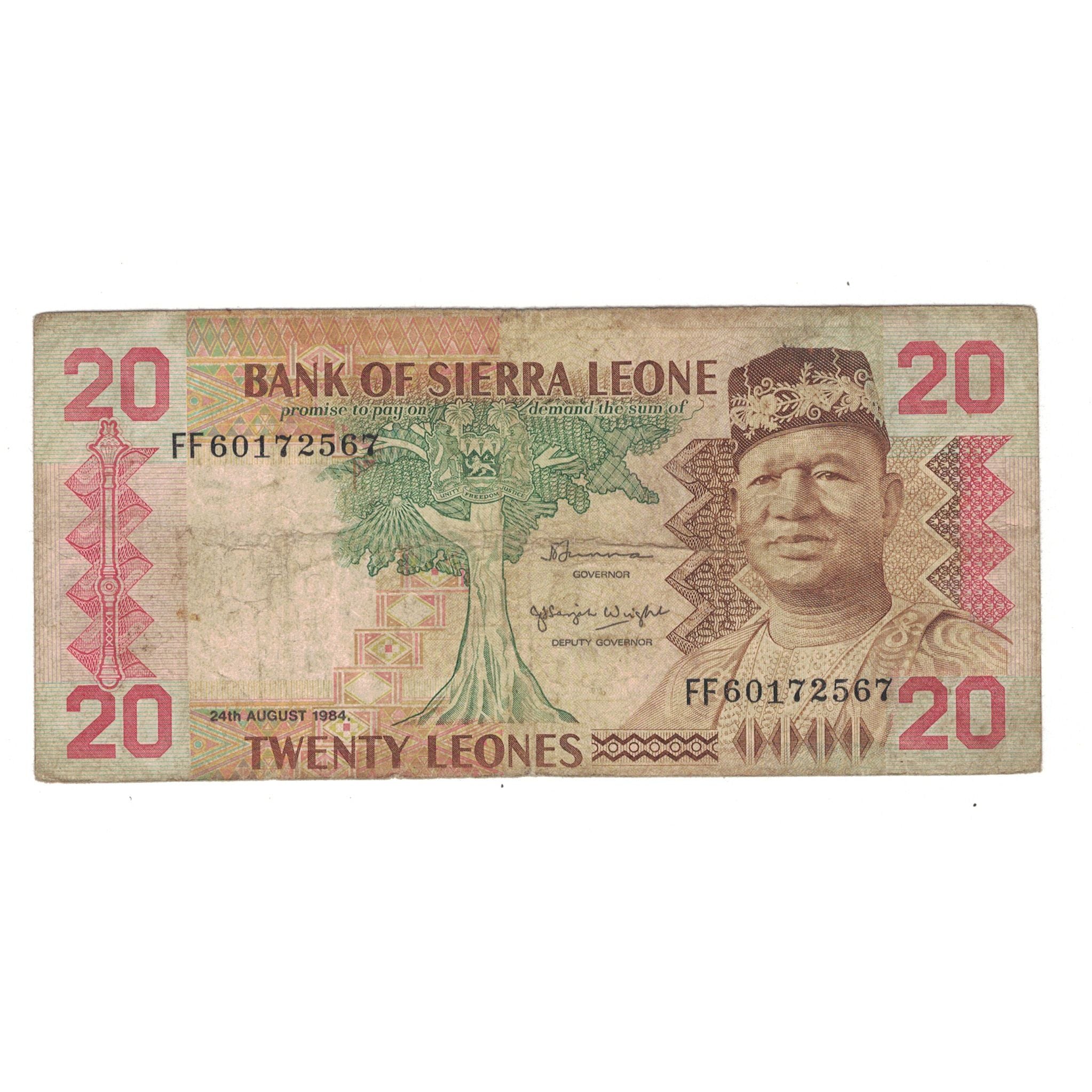 Banknote, Sierra Leone, 20 Leones, 1984, 1984-08-24, KM:14b, VG(8-10)