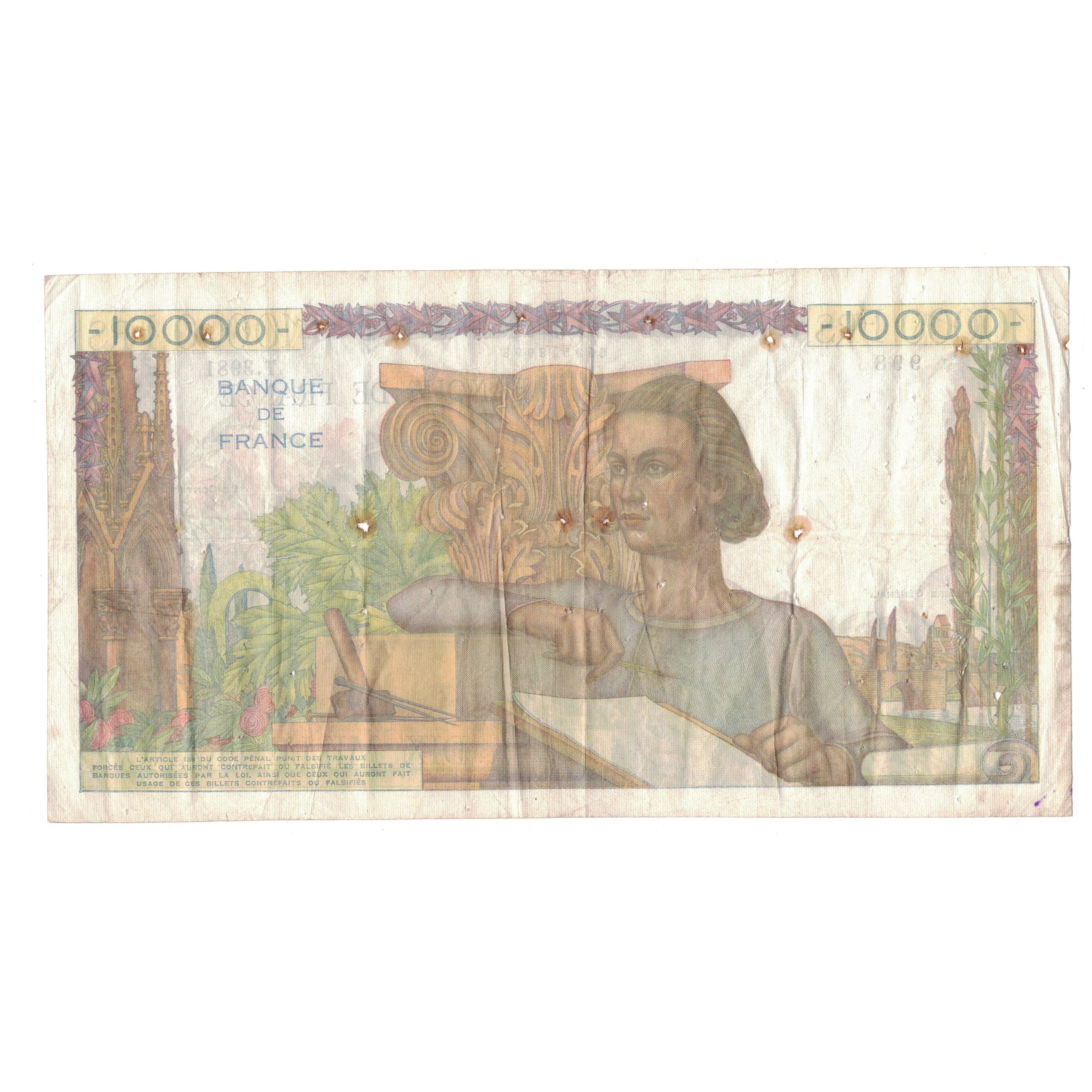 França, 10,000 Francs, Génie Français, 1953, T.3981, VF(20-25)