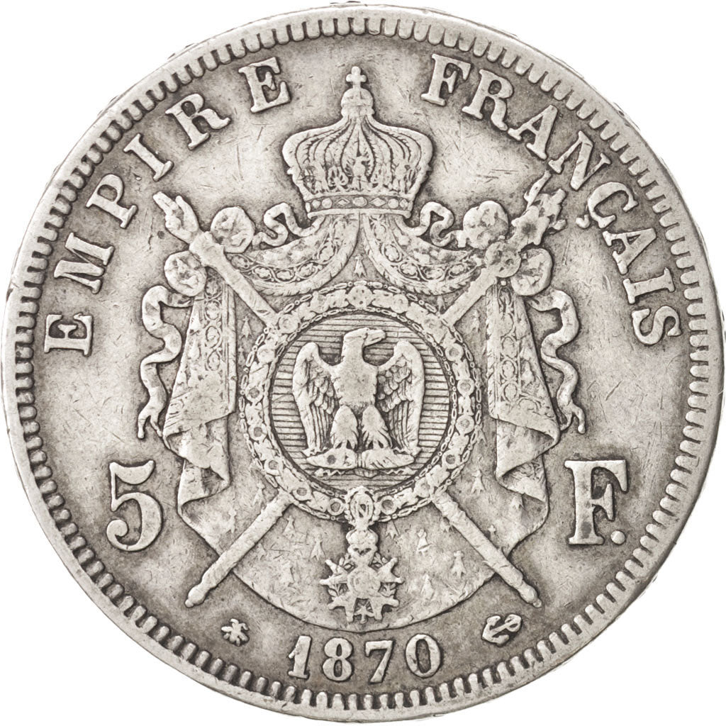 FRANCE, 5 Francs, 1870, Paris, EF(40-45), Silver, 24.37