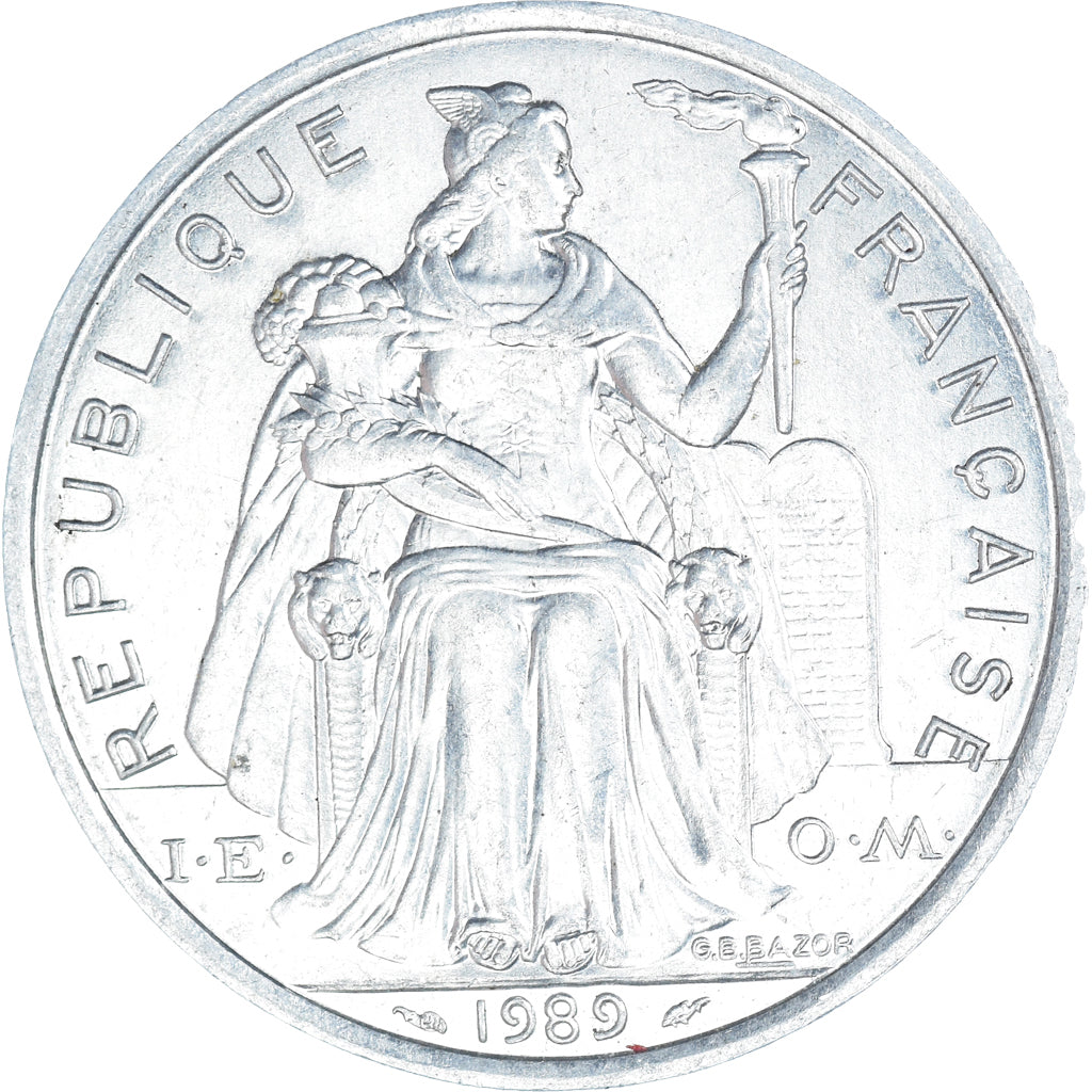 Coin, New Caledonia, 5 Francs, 1989