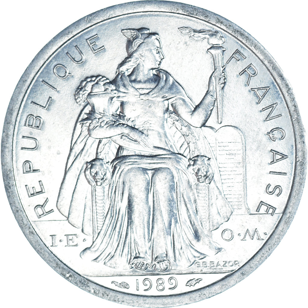 Coin, New Caledonia, 2 Francs, 1989