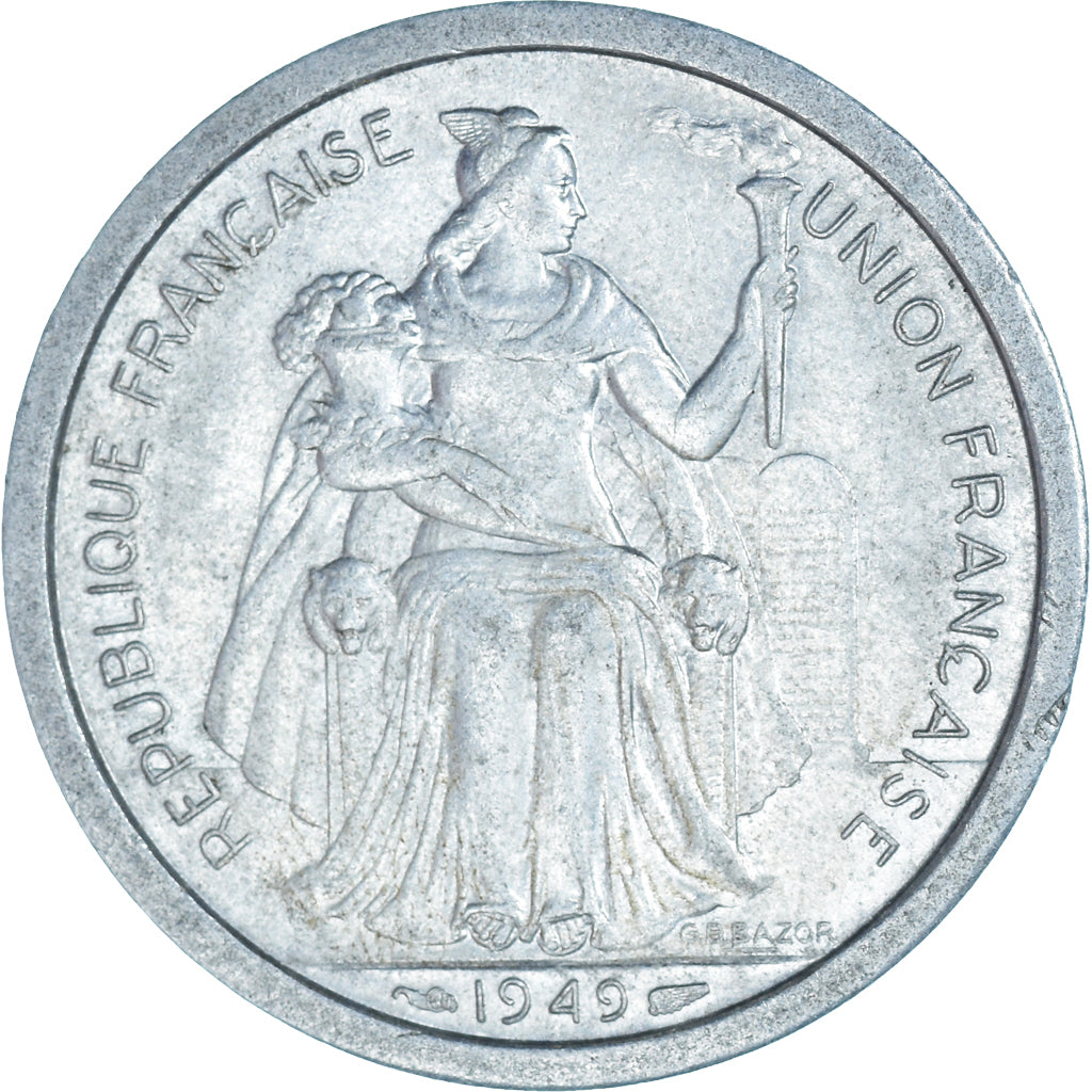 Coin, New Caledonia, 2 Francs, 1949