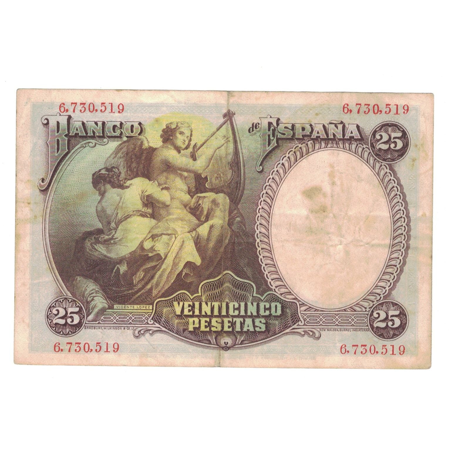 Banknote, Spain, 25 Pesetas, 1931, 1931-04-25, KM:81, VF(30-35)