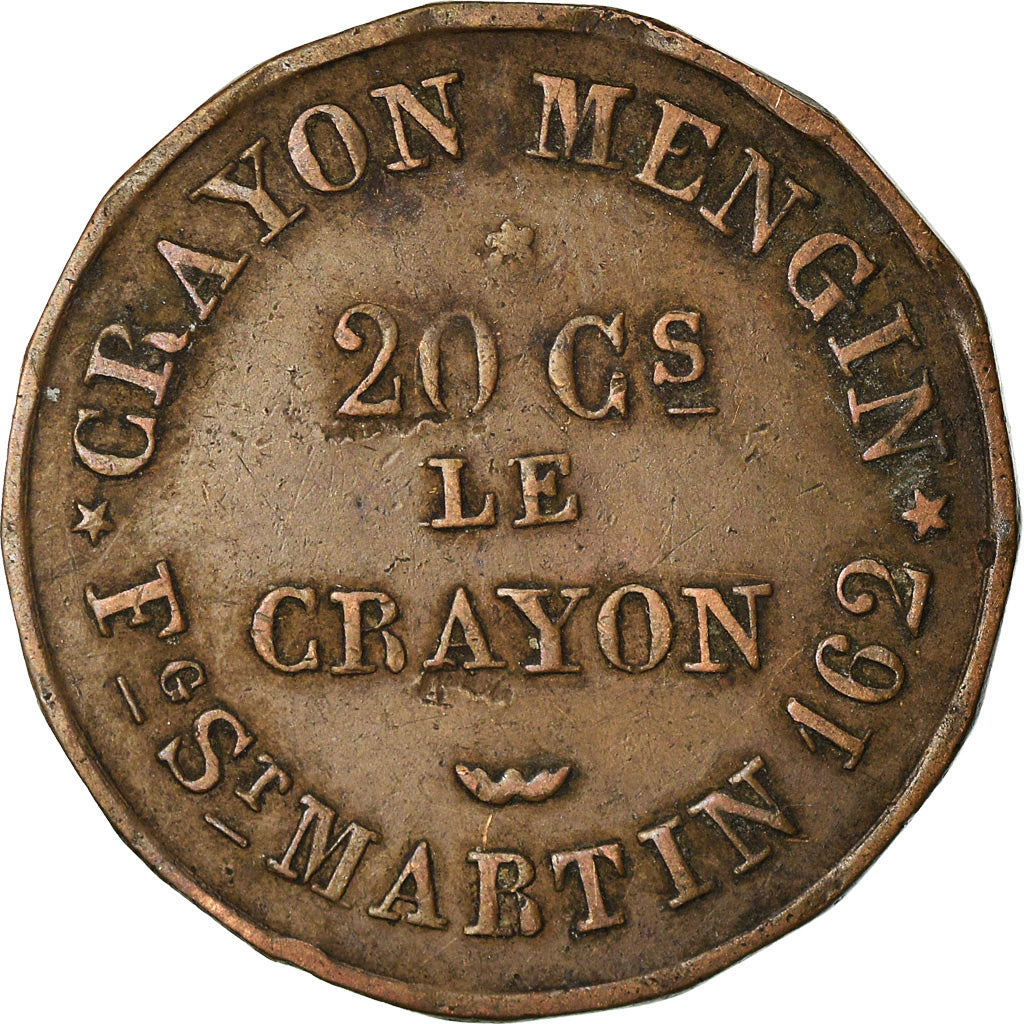 France, Token, Trades, Crayons Mengin, Faubourg Saint-Martin, AU(50-53), Copper