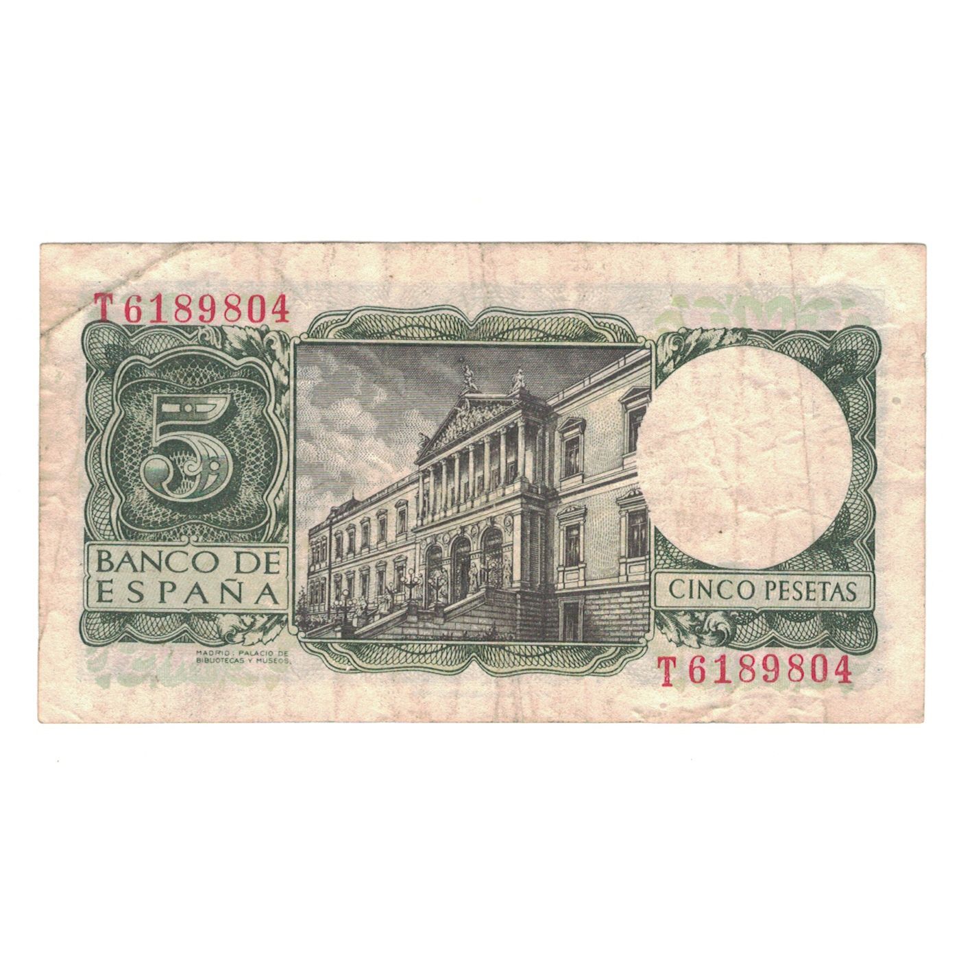 Banknote, Spain, 5 Pesetas, 1954, 1954-07-22, KM:146a, VF(30-35)