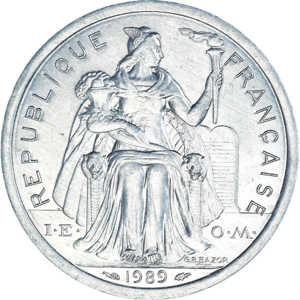 Münze, Neukaledonien, 2 Francs, 1989