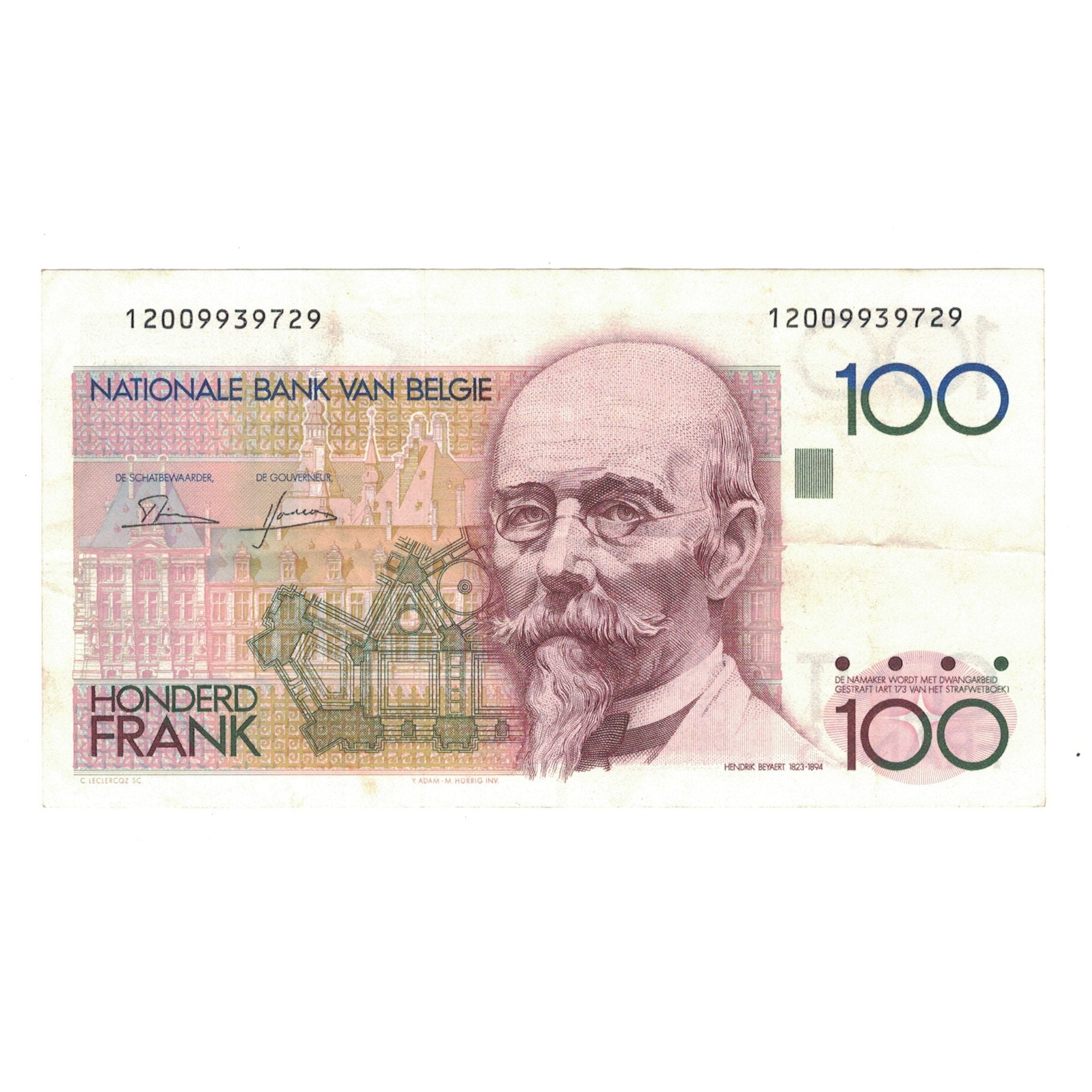 Banconote, Belgio, 100 Francs, KM:142a, BB