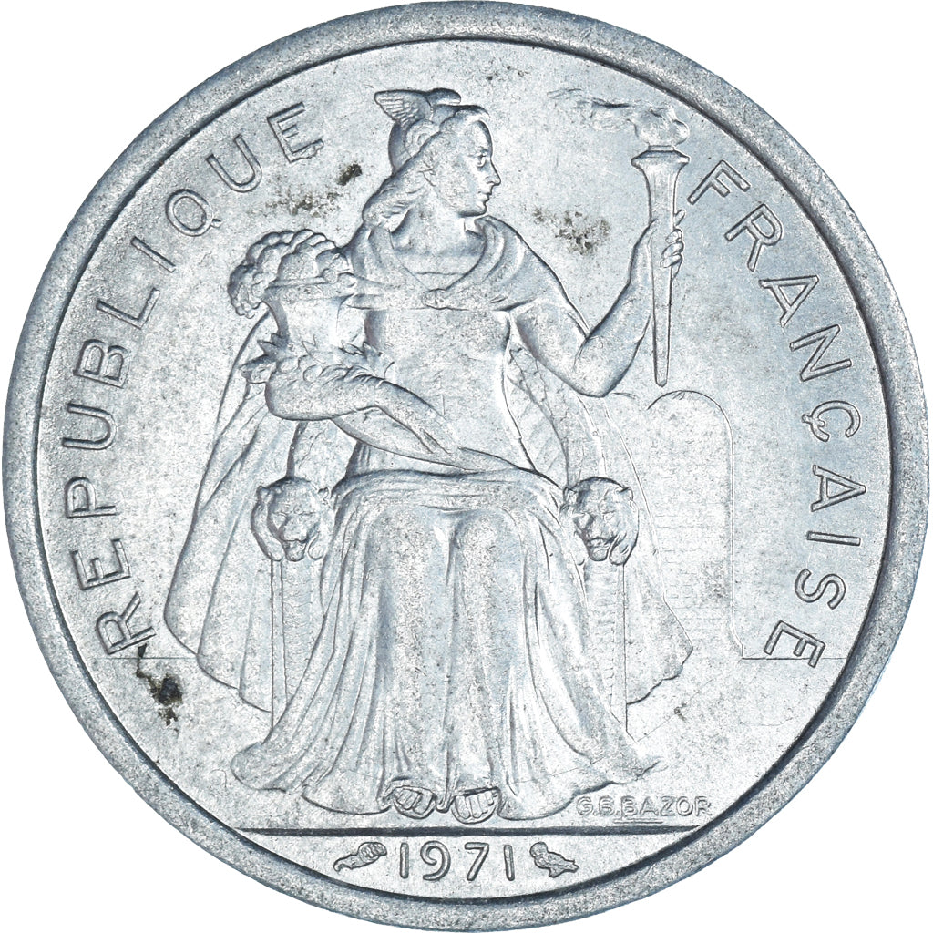 Coin, New Caledonia, 2 Francs, 1971