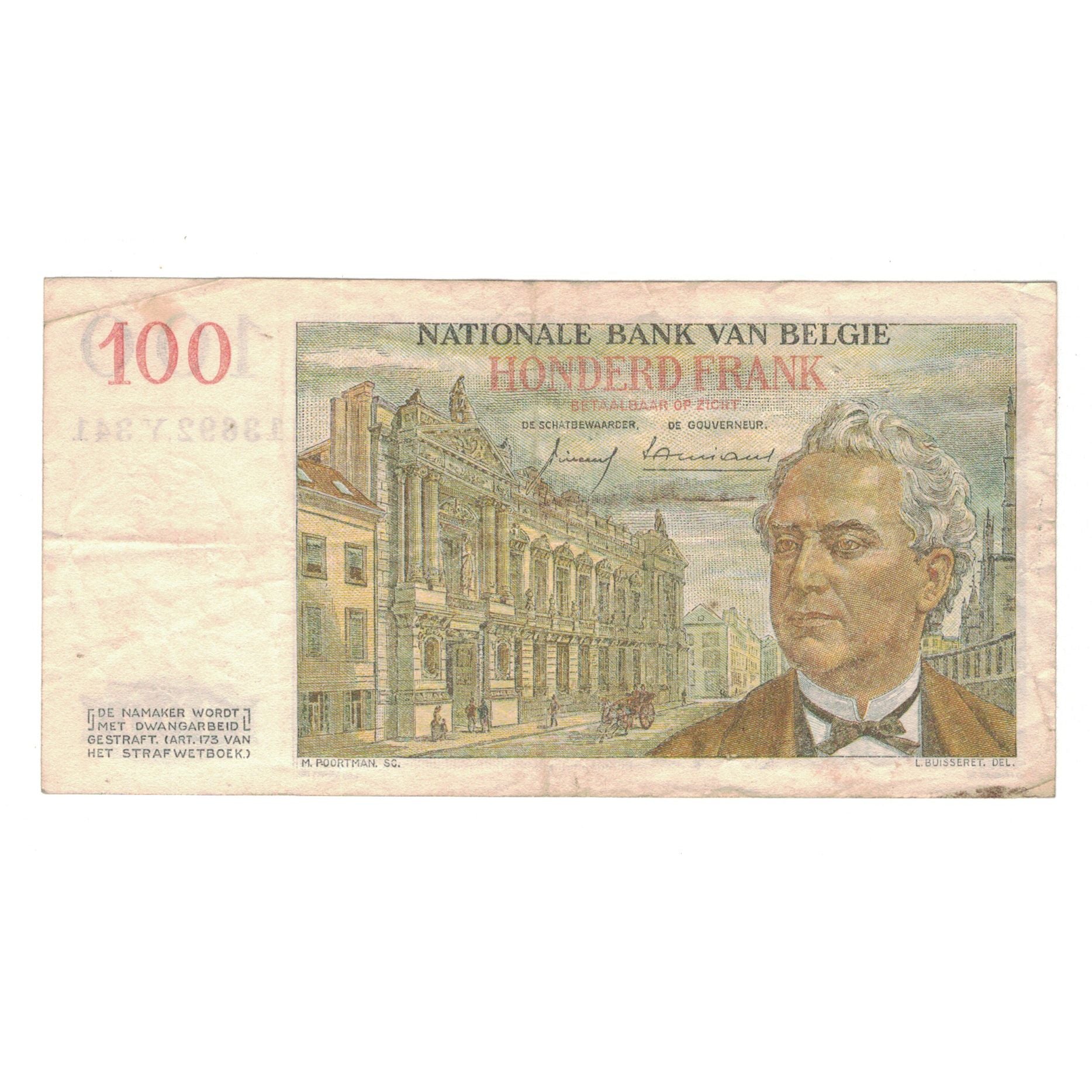 Banknote, Belgium, 100 Francs, 1959, 1959-02-12, KM:129c, EF(40-45)
