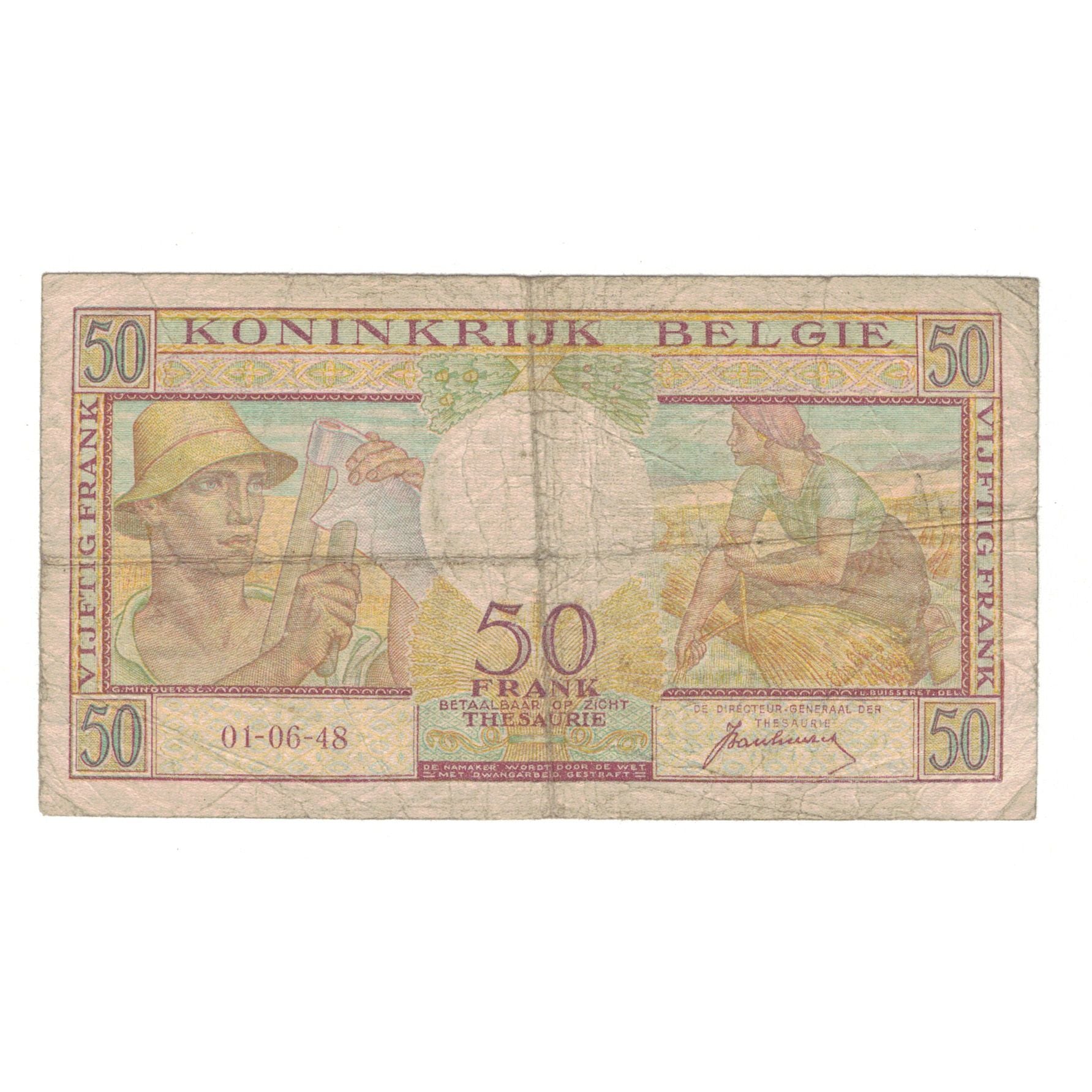 Banknote, Belgium, 50 Francs, 1948, 1948-06-01, KM:133a, VF(20-25)