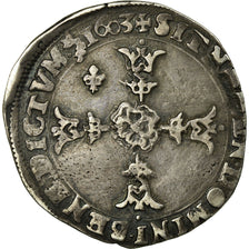 Moneda, Francia, Henri IV, 1/4 Ecu, 1603, Villeneuve St. Andr, MBC, Plata