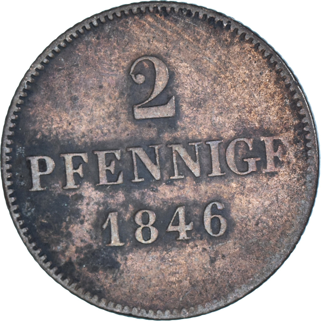 Coin, German States, 2 Pfennig, 1846
