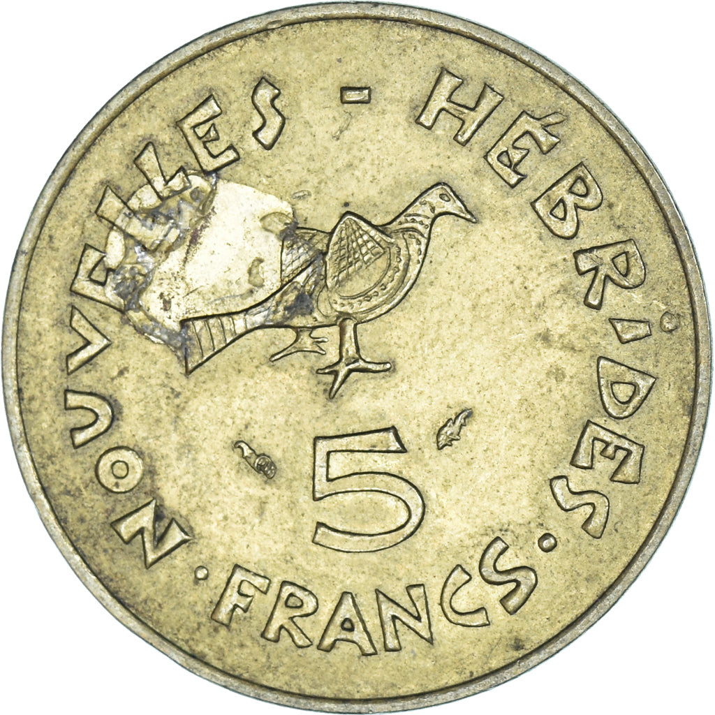 Moneda, Nuevas Hébridas, 5 Francs, 1975