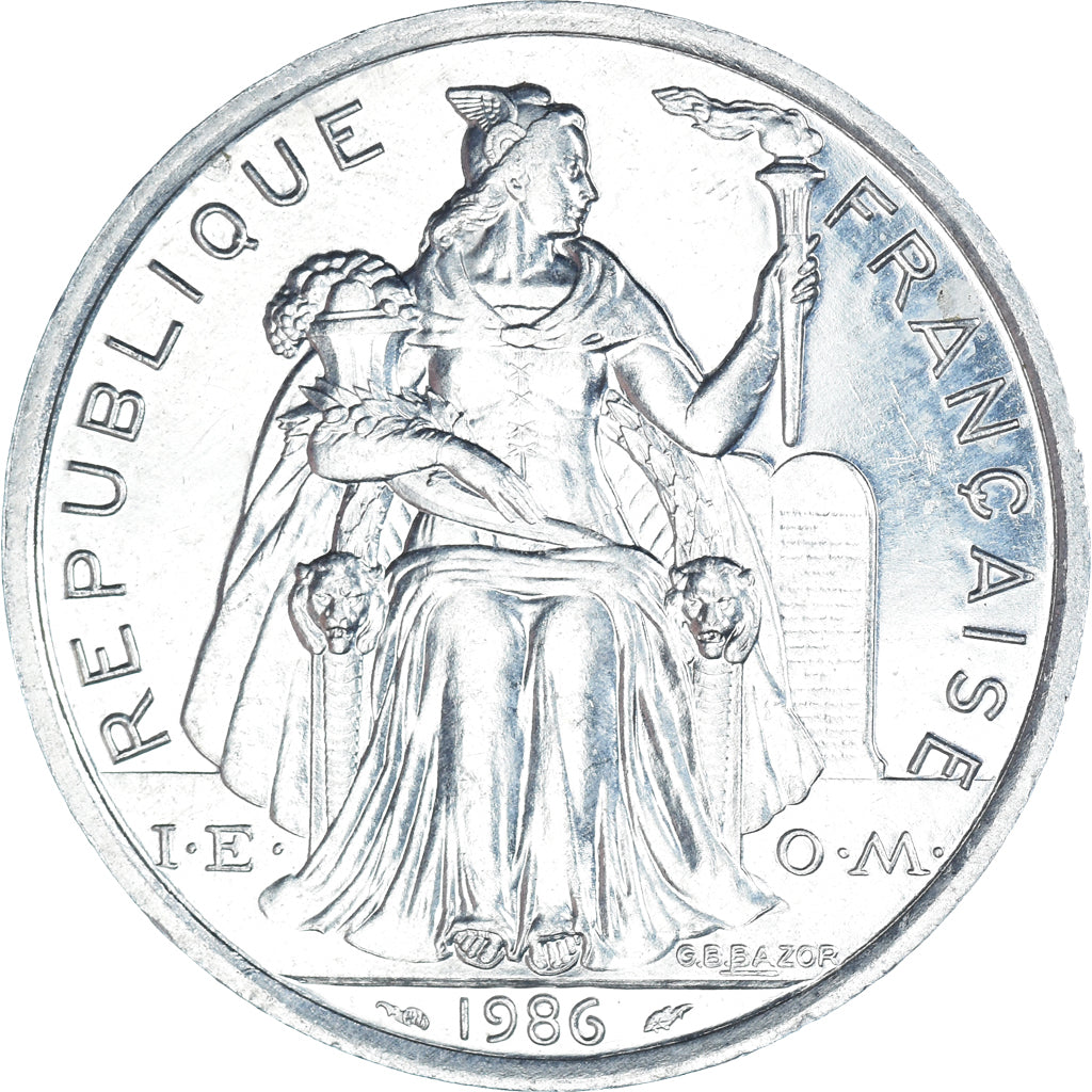 Coin, French Polynesia, 5 Francs, 1986