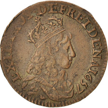 FRANCE, Liard de France au buste juvénile, deuxième type, Liard, 1657, Poitiers,