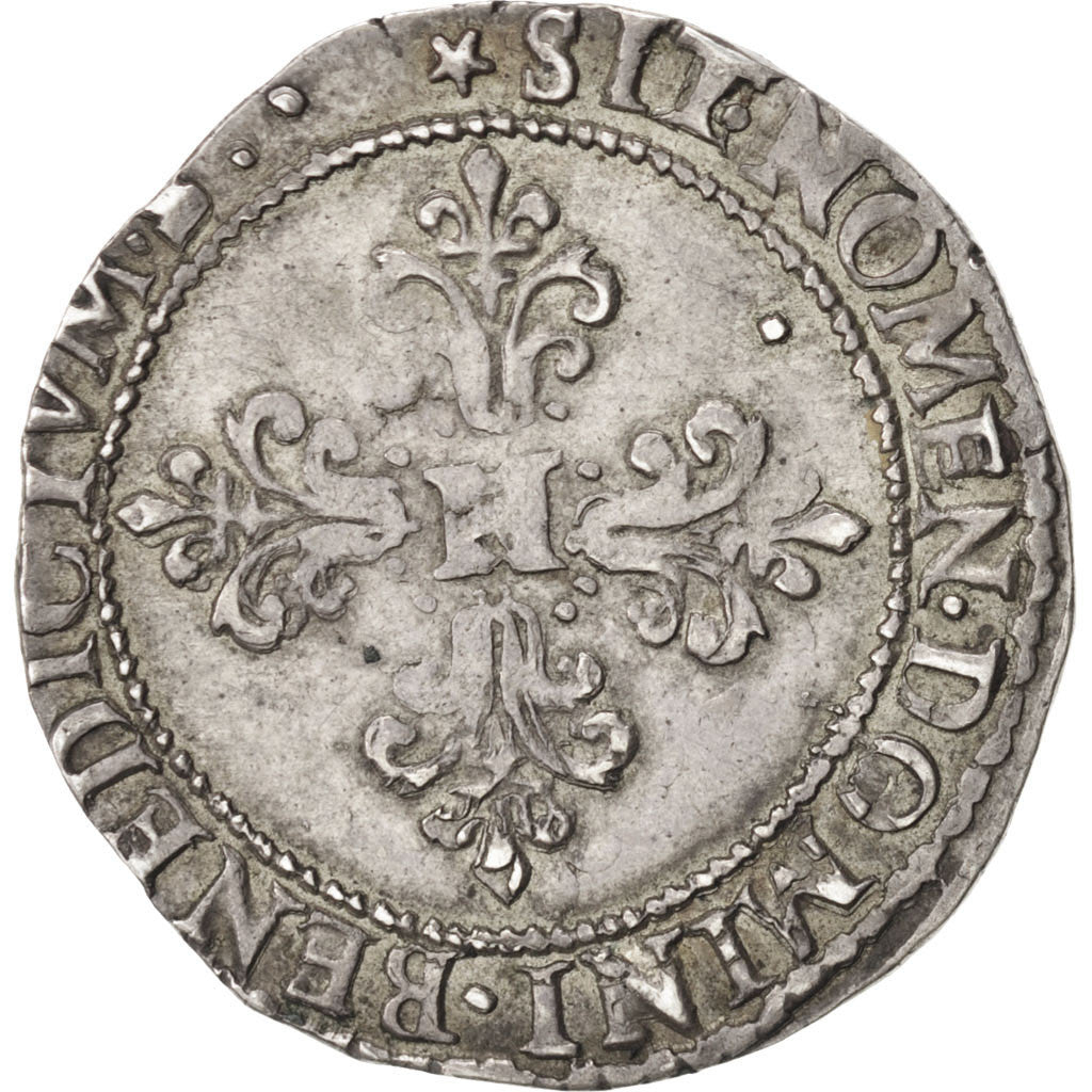 Coin, France, Demi Franc, 1585, Toulouse, AU(50-53), Silver, Sombart:4716