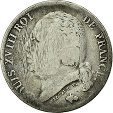 Moneda, Francia, Louis XVIII, Louis XVIII, Franc, 1824, Perpignan, BC, Plata