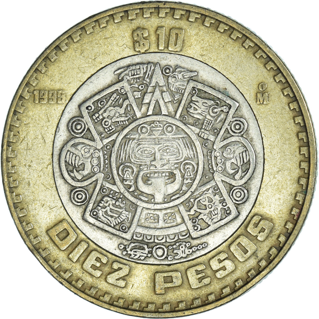 Moneda, México, 10 Pesos, 1998, MBC, Bimetálico