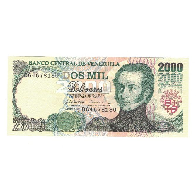 Banknote, Venezuela, 2000 Bolivares, 1998, 1998-08-06, KM:77c, UNC(63)