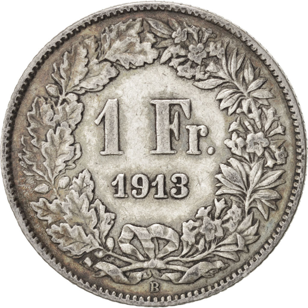 SWITZERLAND, Franc, 1913, Bern, KM #24, EF(40-45), Silver, 23.2, 4.97