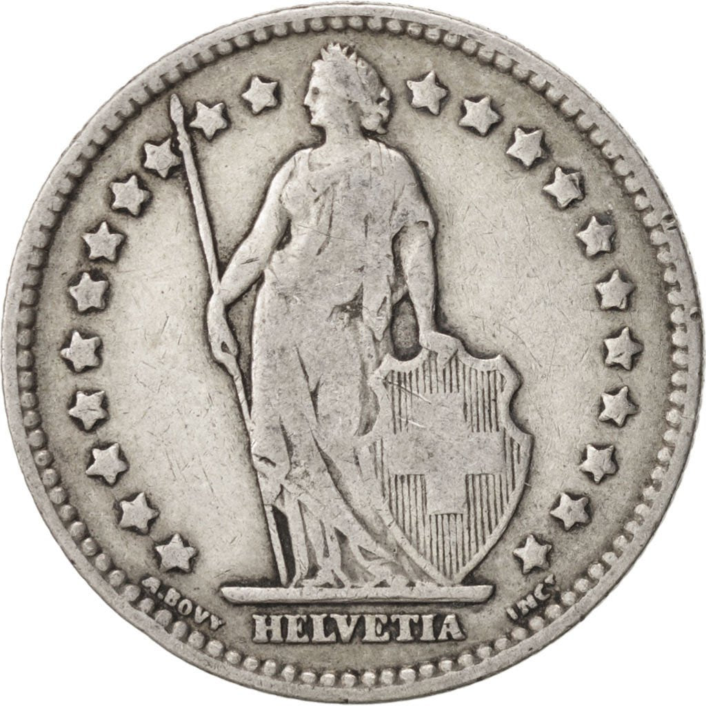 SWITZERLAND, Franc, 1916, Bern, KM #24, VF(30-35), Silver, 23.2, 4.94