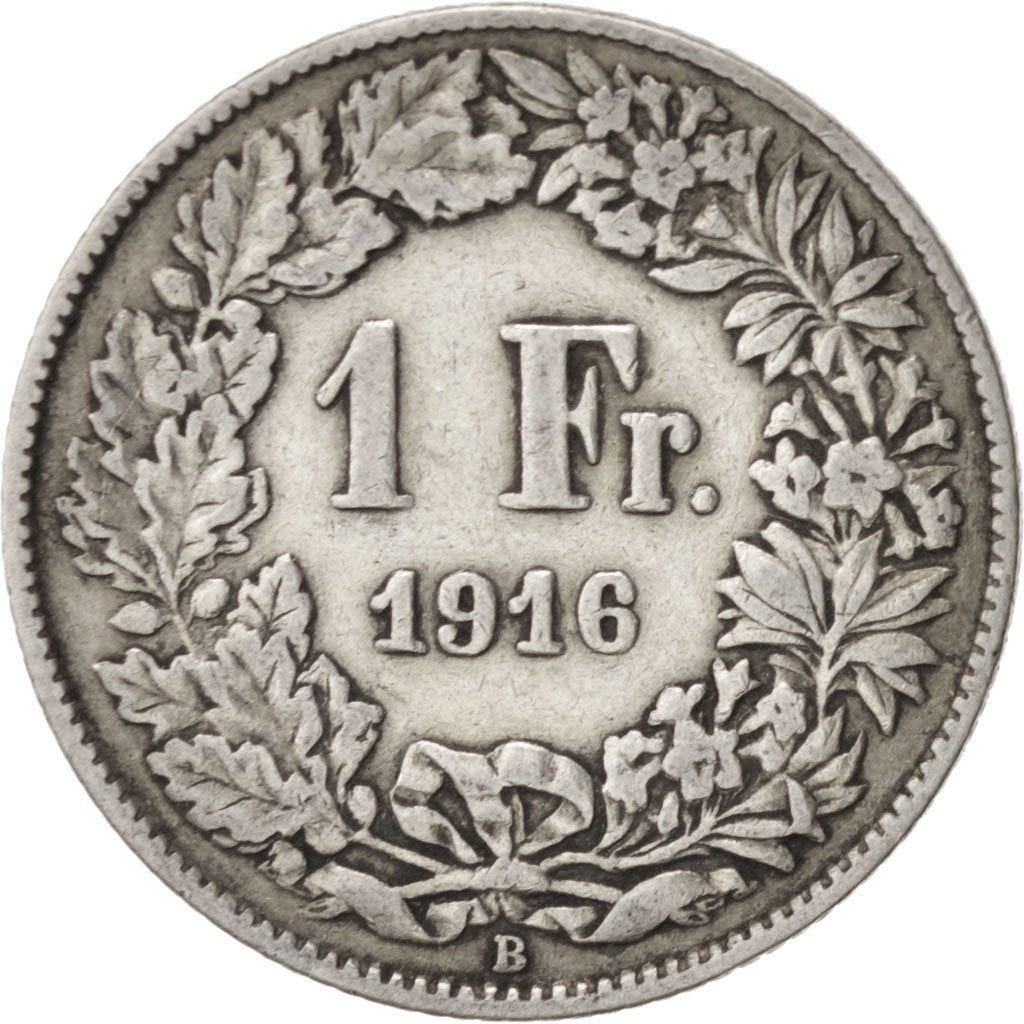 SWITZERLAND, Franc, 1916, Bern, KM #24, VF(30-35), Silver, 23.2, 4.94