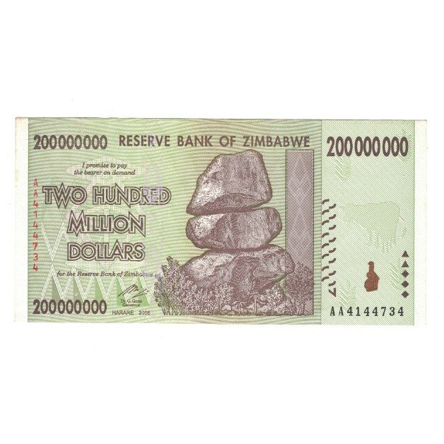 Banconote, Zimbabwe, 200 Million Dollars, 2008, SPL