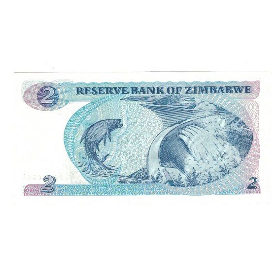 Nota, Zimbabué, 2 Dollars, KM:1b, UNC(65-70)