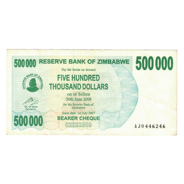 Billet, Zimbabwe, 500,000 Dollars, 2007, KM:51, TTB